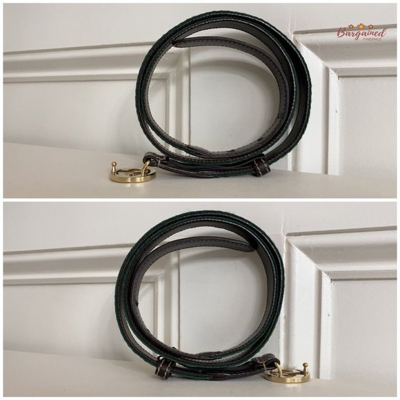 Authentic Gucci Web Canvas Brown Leather GoId Interlocking G Buckle Belt 85/34 - Picture 9 of 13